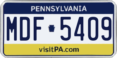 PA license plate MDF5409