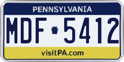 PA license plate MDF5412
