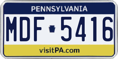 PA license plate MDF5416