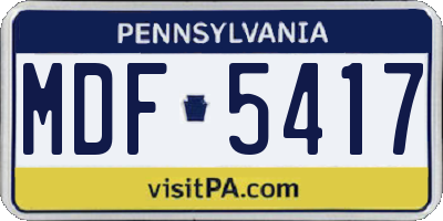 PA license plate MDF5417