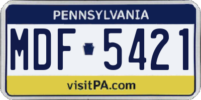 PA license plate MDF5421