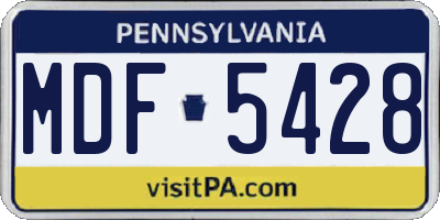 PA license plate MDF5428