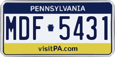 PA license plate MDF5431