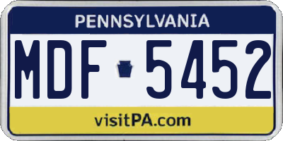 PA license plate MDF5452
