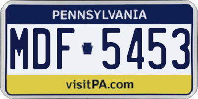 PA license plate MDF5453