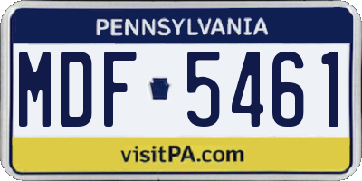 PA license plate MDF5461