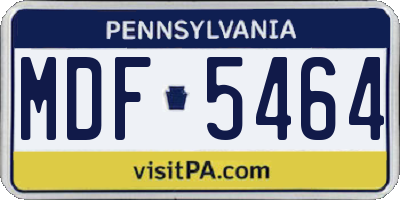 PA license plate MDF5464