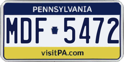 PA license plate MDF5472