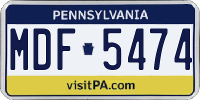 PA license plate MDF5474