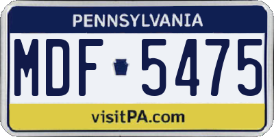 PA license plate MDF5475