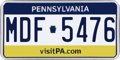 PA license plate MDF5476
