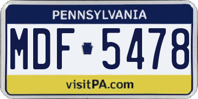 PA license plate MDF5478