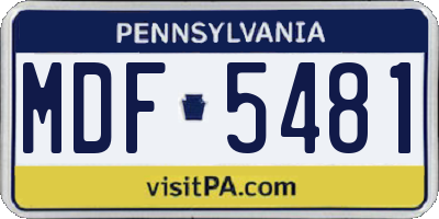 PA license plate MDF5481