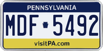 PA license plate MDF5492