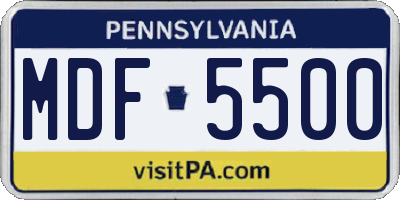 PA license plate MDF5500