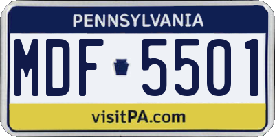 PA license plate MDF5501