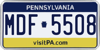 PA license plate MDF5508