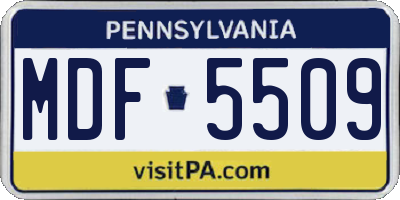 PA license plate MDF5509