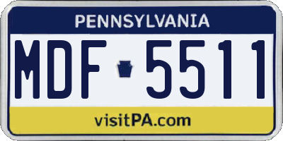 PA license plate MDF5511