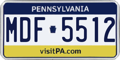 PA license plate MDF5512
