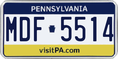 PA license plate MDF5514