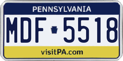 PA license plate MDF5518