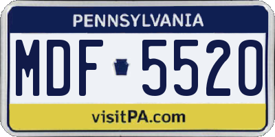 PA license plate MDF5520