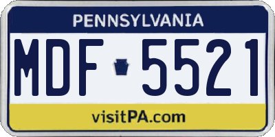 PA license plate MDF5521
