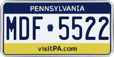 PA license plate MDF5522