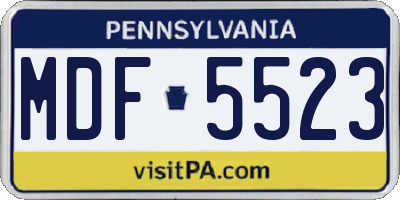 PA license plate MDF5523
