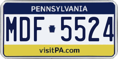 PA license plate MDF5524