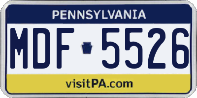 PA license plate MDF5526