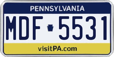 PA license plate MDF5531