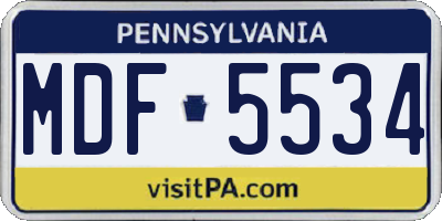 PA license plate MDF5534
