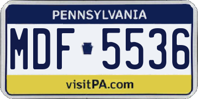 PA license plate MDF5536