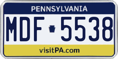 PA license plate MDF5538