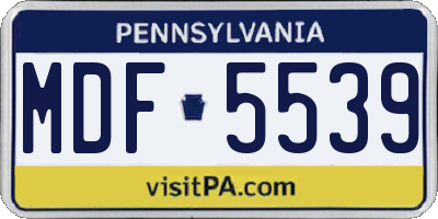 PA license plate MDF5539
