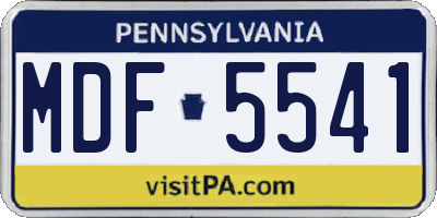 PA license plate MDF5541