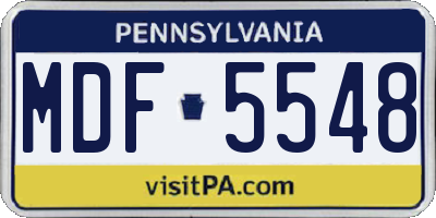 PA license plate MDF5548