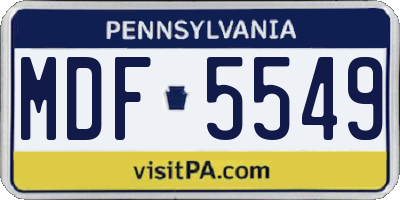 PA license plate MDF5549