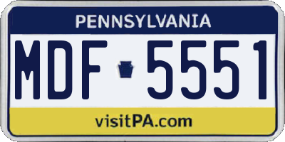 PA license plate MDF5551