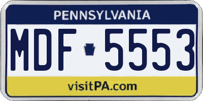 PA license plate MDF5553