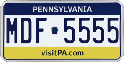 PA license plate MDF5555