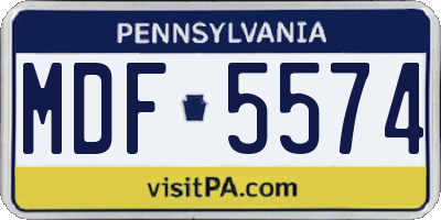 PA license plate MDF5574