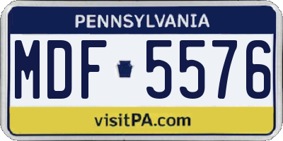 PA license plate MDF5576