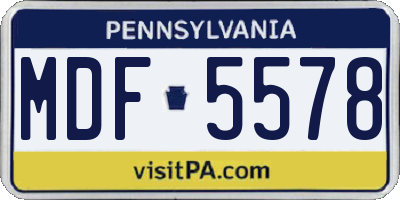 PA license plate MDF5578