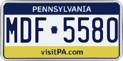 PA license plate MDF5580