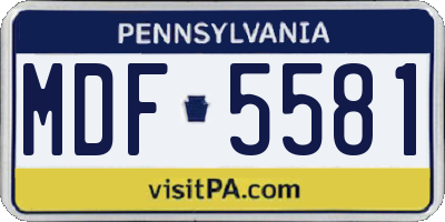 PA license plate MDF5581
