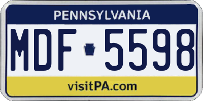 PA license plate MDF5598