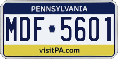 PA license plate MDF5601